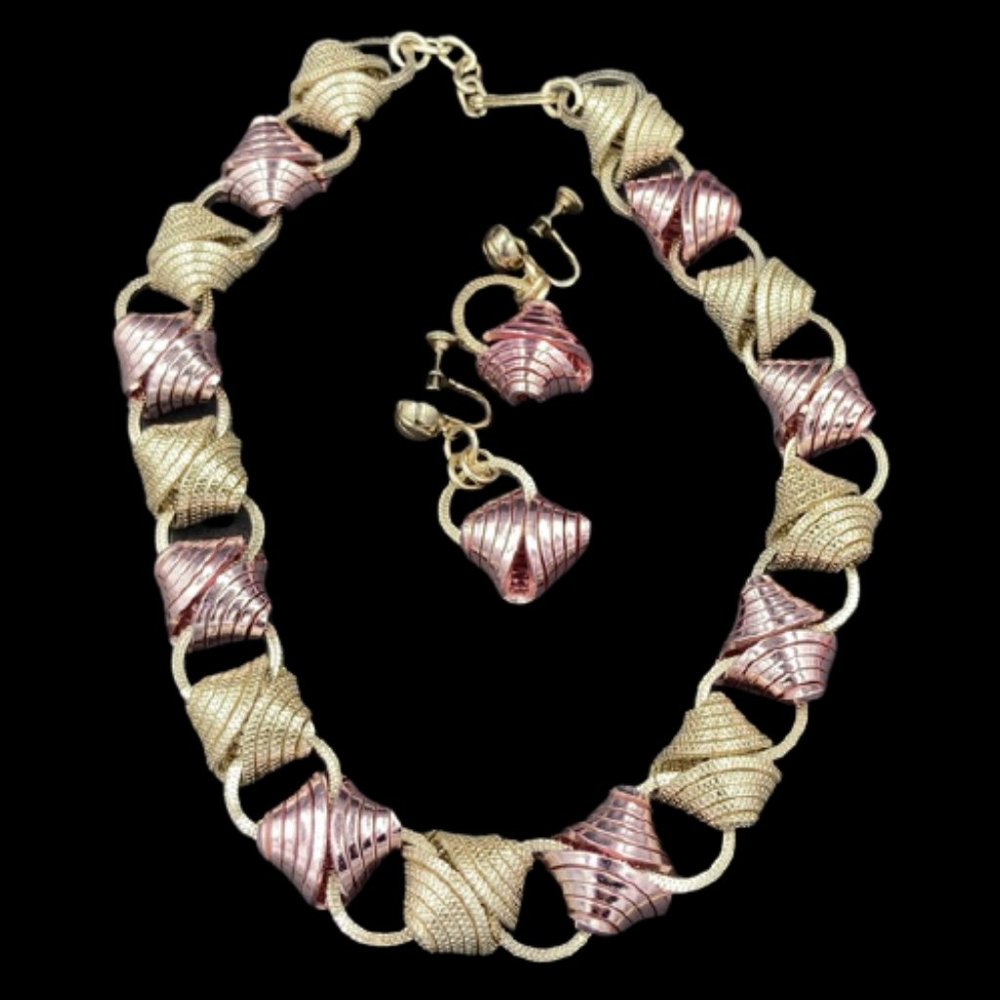Vintage Eloxal W. Germany Linked Necklace Earring Set